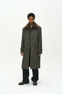 DETACHABLE FUR COLLAR CHESTERFIELD TWEED COAT thumb 1