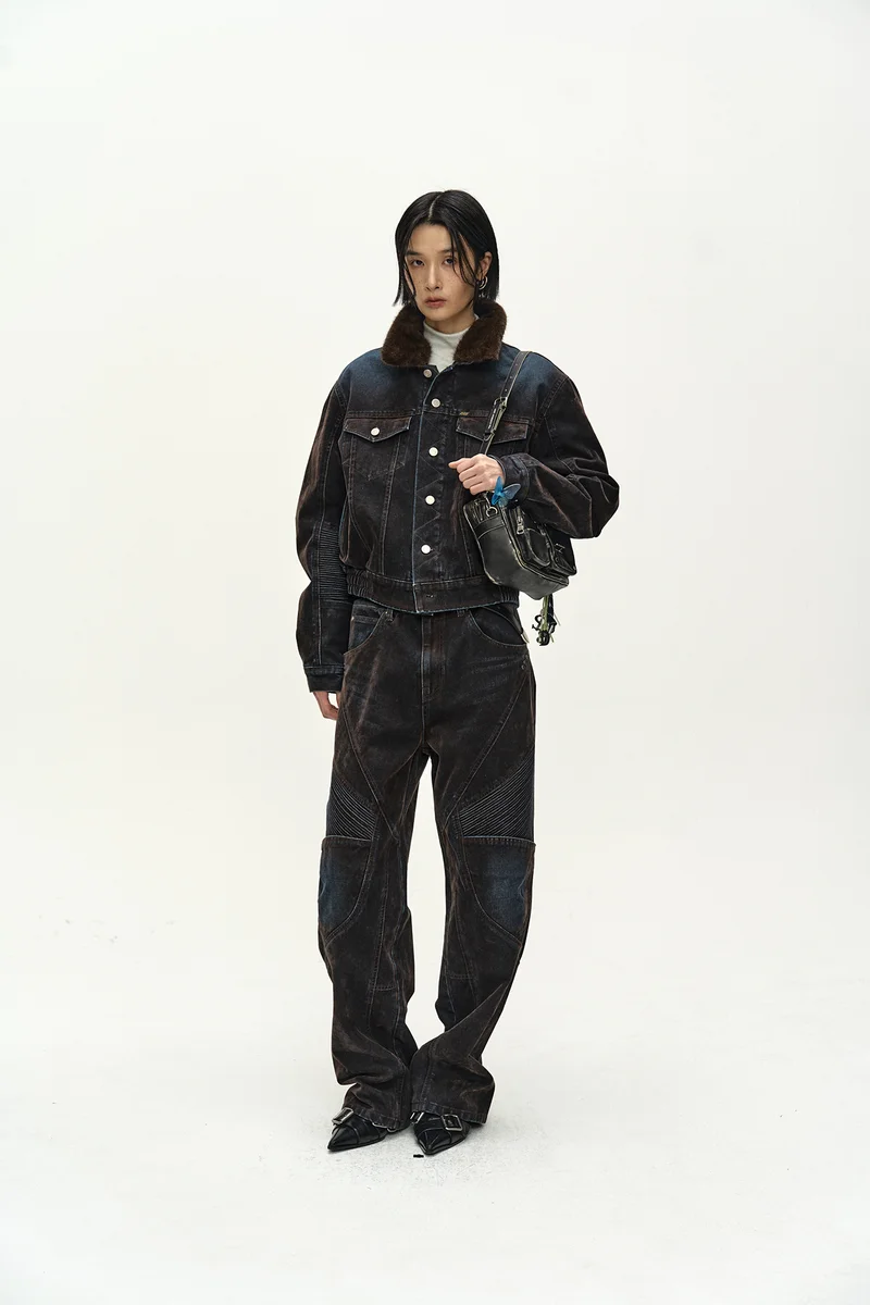 UNISEX PADDED DENIM BOMBER JACKET 2