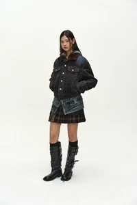 UNISEX PADDED DENIM BOMBER JACKET thumb 3