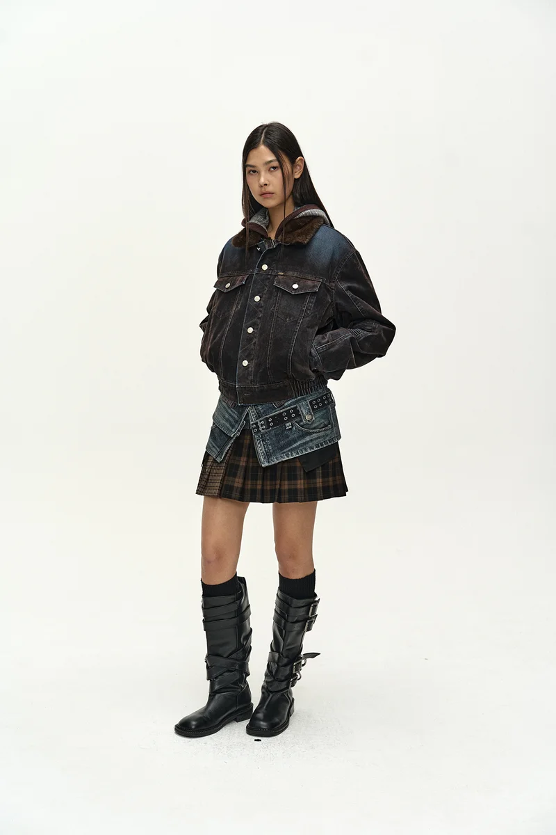 UNISEX PADDED DENIM BOMBER JACKET 3