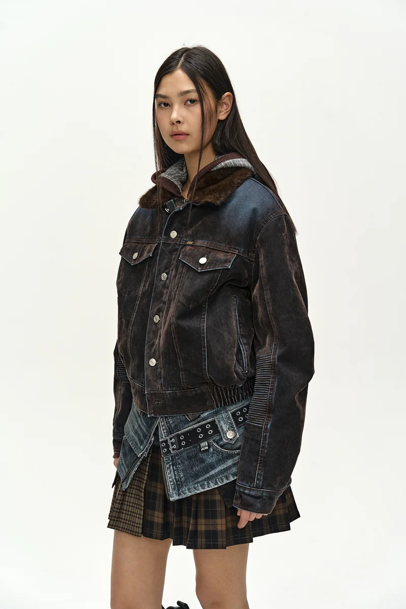UNISEX PADDED DENIM BOMBER JACKET 5
