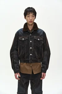 UNISEX PADDED DENIM BOMBER JACKET thumb 6