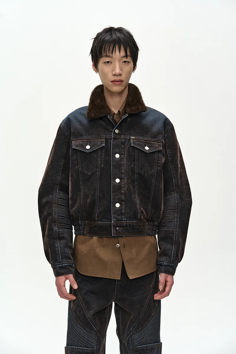 UNISEX PADDED DENIM BOMBER JACKET 6