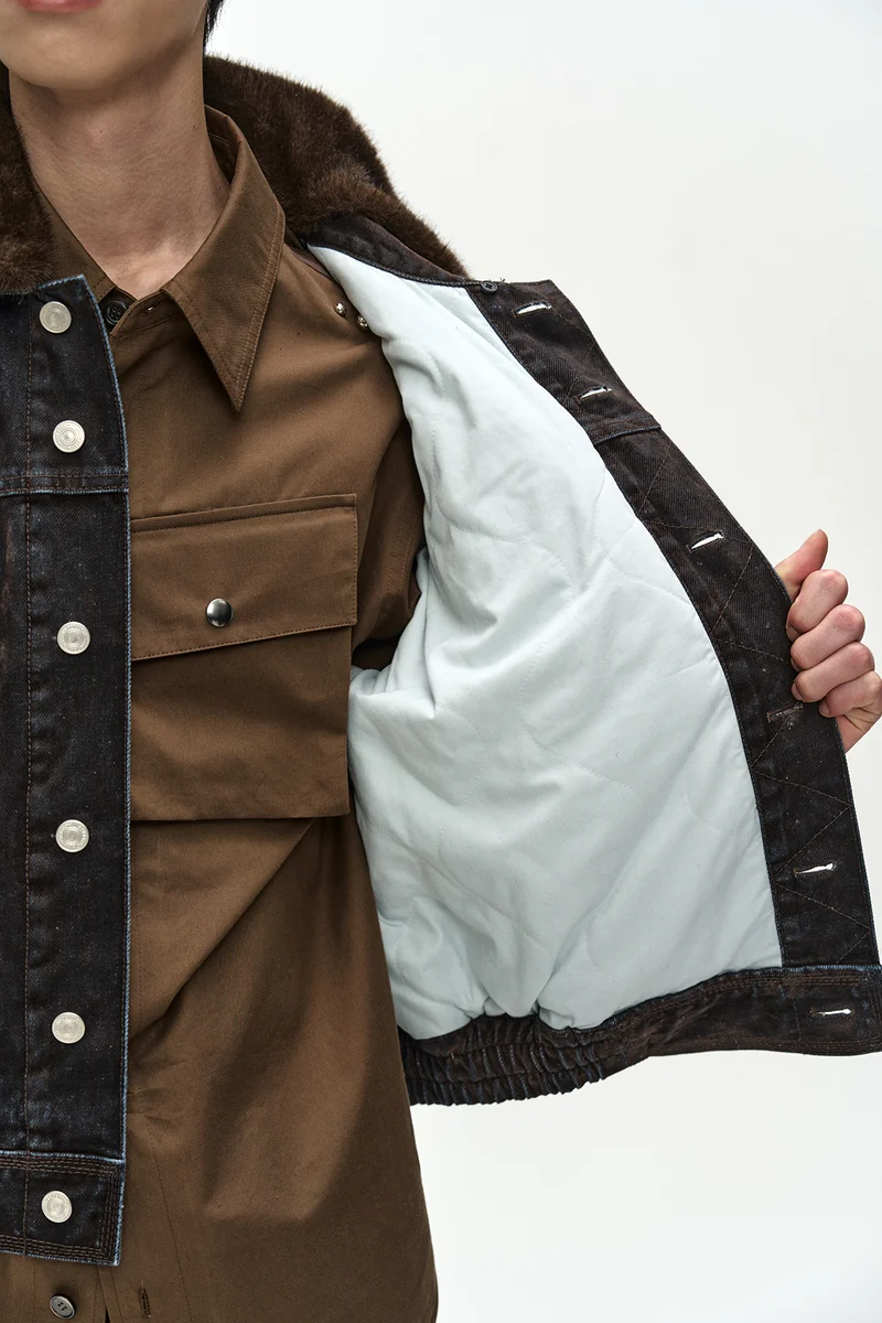UNISEX PADDED DENIM BOMBER JACKET 11