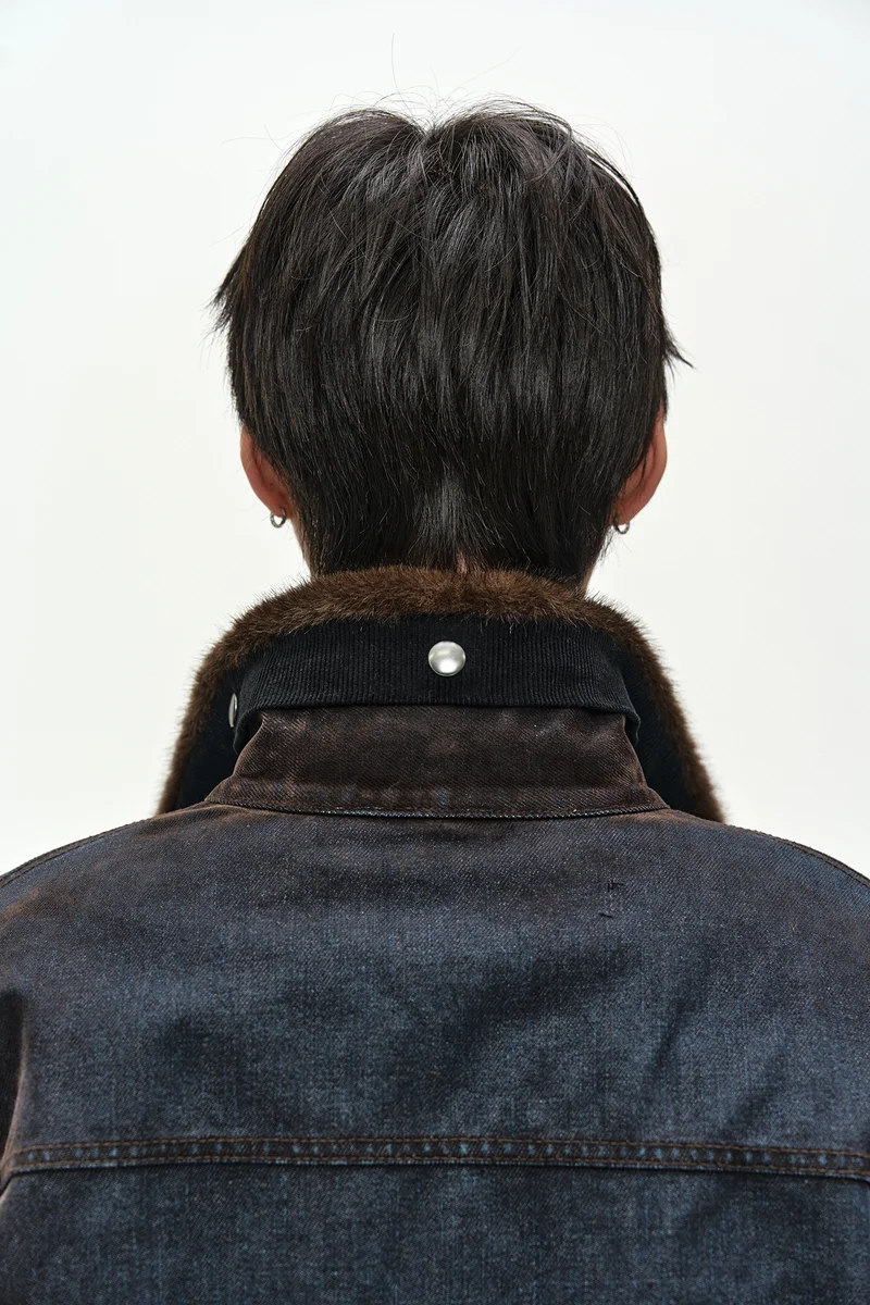 UNISEX PADDED DENIM BOMBER JACKET 12