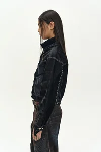 STUDDED VELVET DENIM JACKET thumb 5