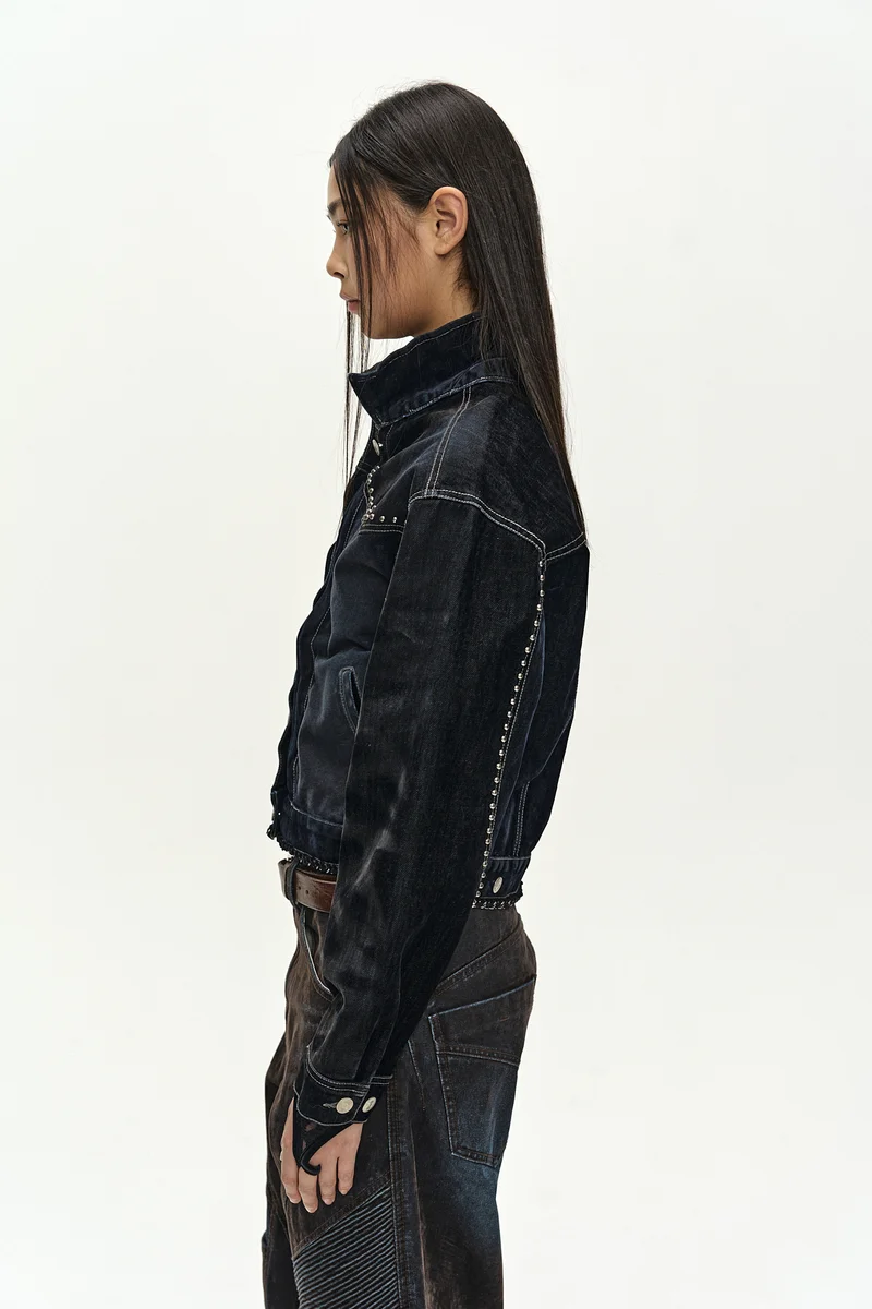 STUDDED VELVET DENIM JACKET 5