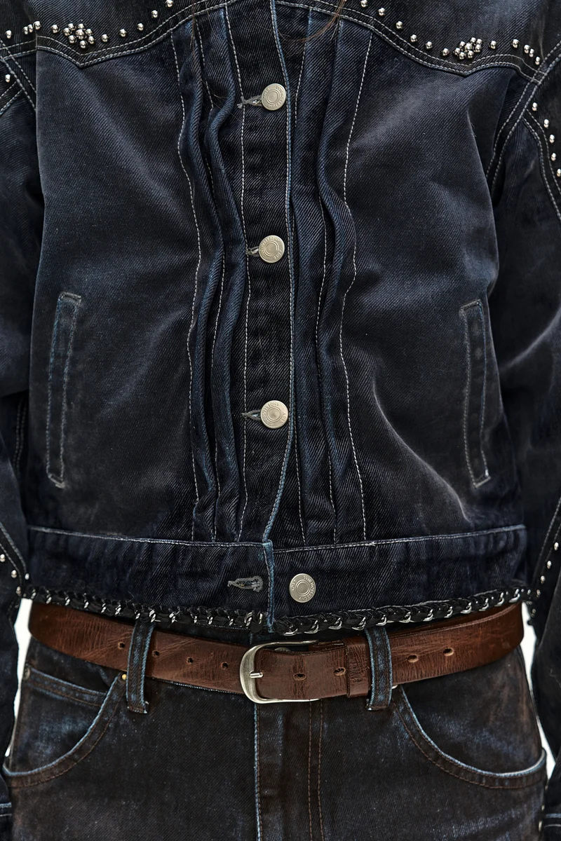 STUDDED VELVET DENIM JACKET 7