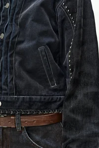 STUDDED VELVET DENIM JACKET thumb 8