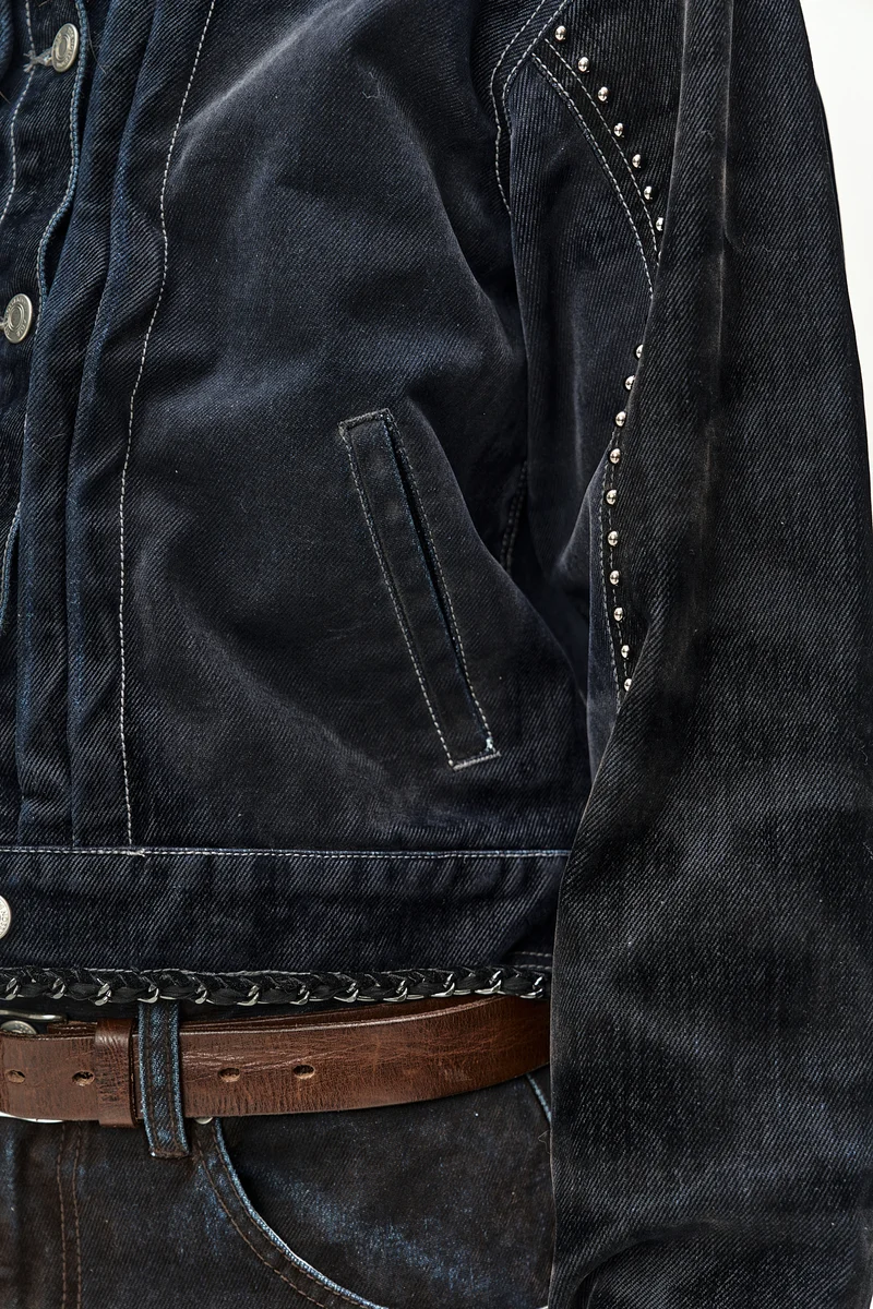 STUDDED VELVET DENIM JACKET 8