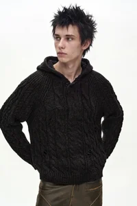 FISHERMAN CABLE HALF ZIP-UP HOODIE thumb 4