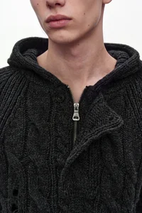 FISHERMAN CABLE HALF ZIP-UP HOODIE thumb 5
