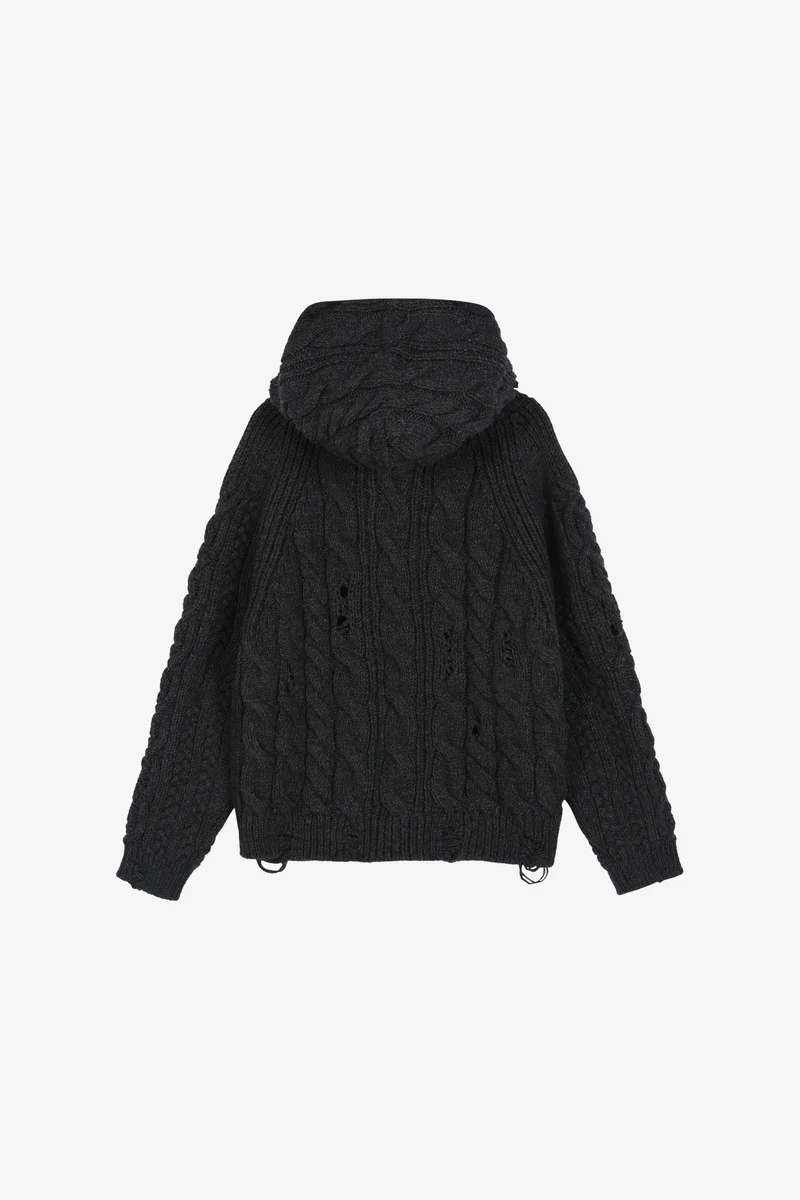 FISHERMAN CABLE HALF ZIP-UP HOODIE 7