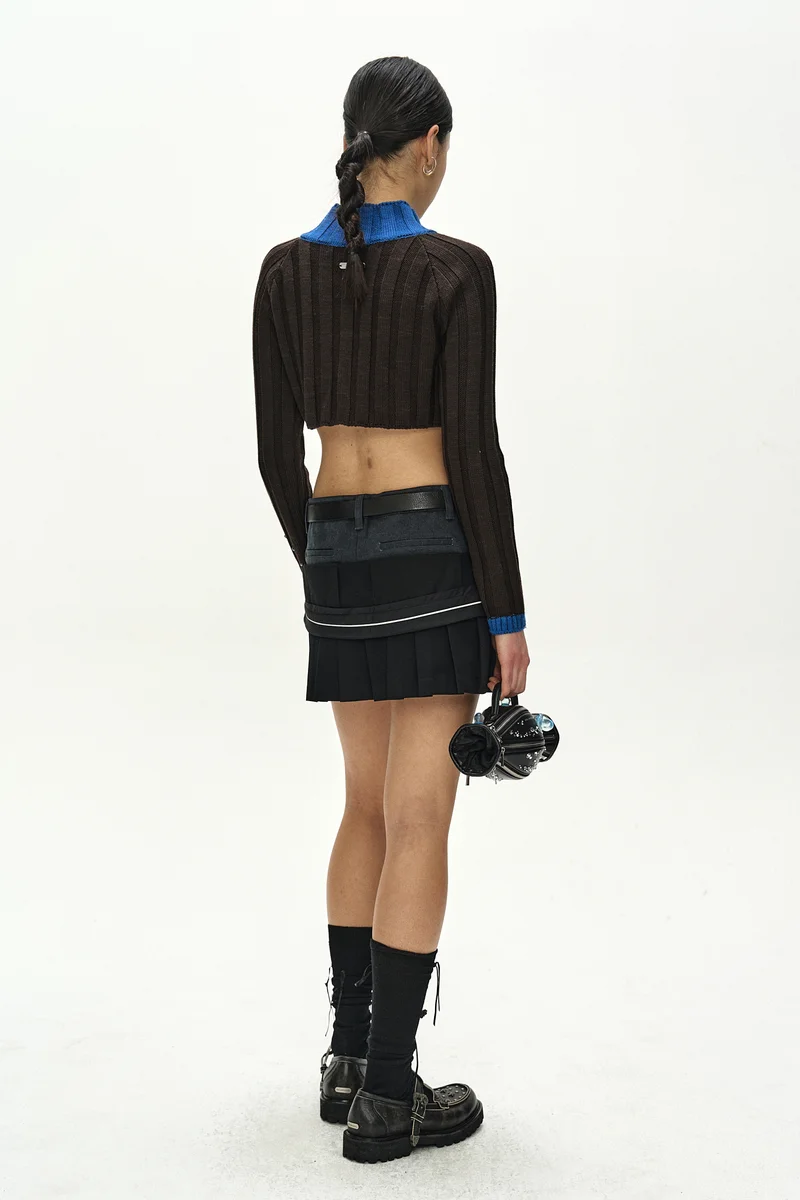 STUDDED WIDE RIB CROP ZIP-UP 3