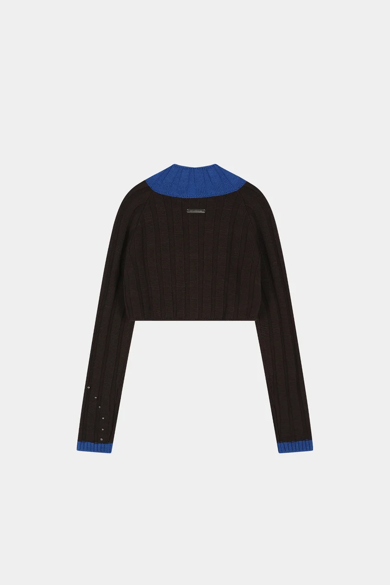 STUDDED WIDE RIB CROP ZIP-UP 9