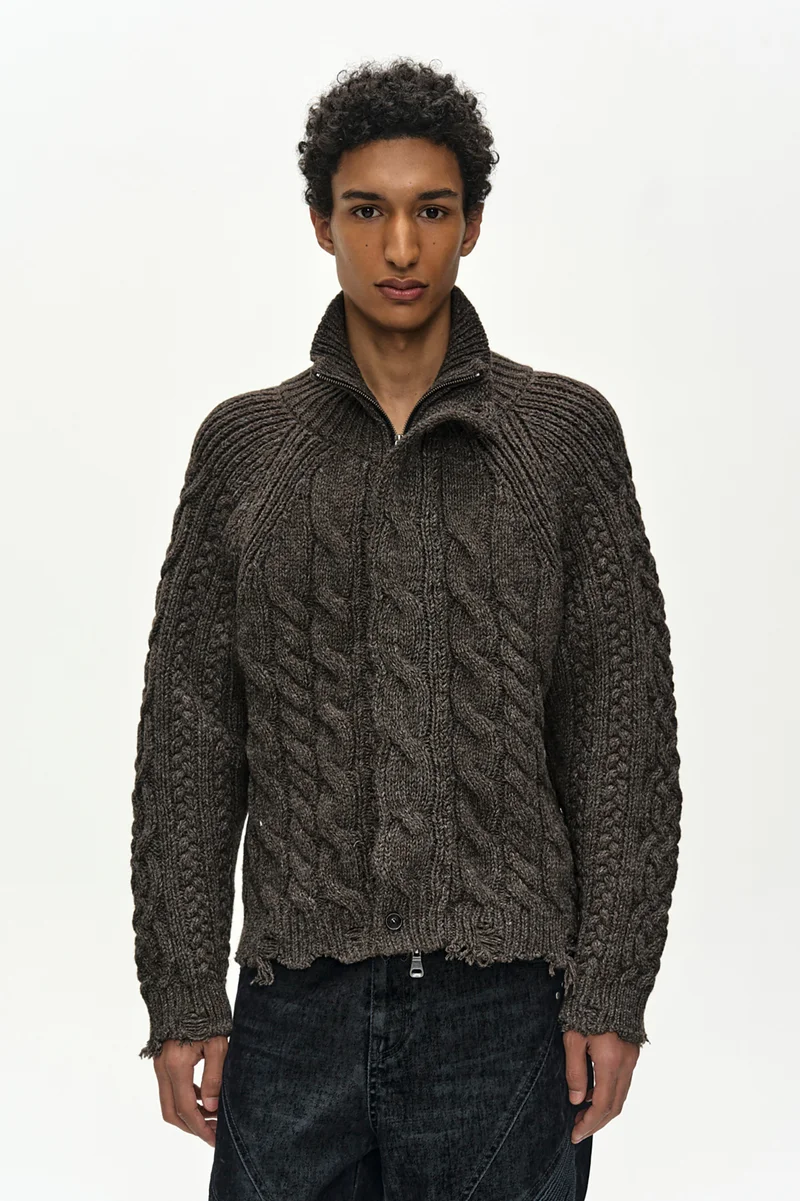 FISHERMAN CABLE ZIP-UP SWEATER 9