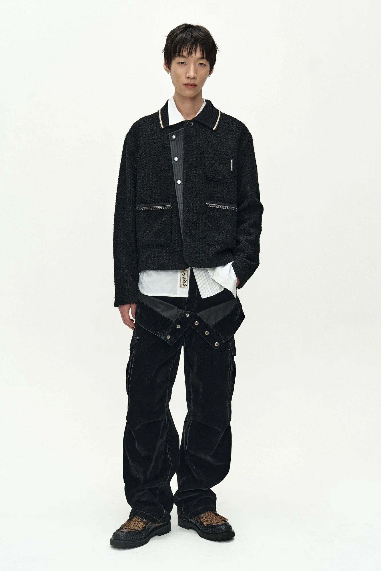 KNIT COLLAR TWEED CARDIGAN | ANDERSSON BELL