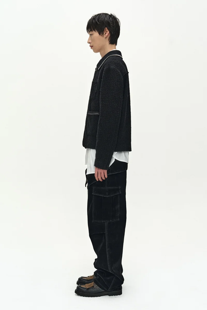 KNIT COLLAR TWEED CARDIGAN 3