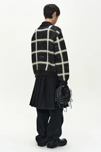 SHAGGY CHECK BUTTON CARDIGAN thumb 5