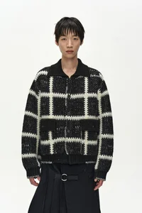 SHAGGY CHECK BUTTON CARDIGAN thumb 6