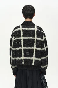 SHAGGY CHECK BUTTON CARDIGAN thumb 7