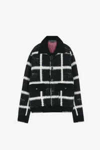 SHAGGY CHECK BUTTON CARDIGAN thumb 8