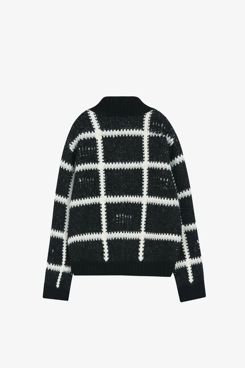 SHAGGY CHECK BUTTON CARDIGAN 9