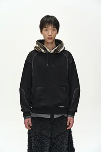UNISEX KNIT PANEL FLEECE HOODIE thumb 4
