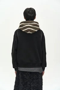 UNISEX KNIT PANEL FLEECE HOODIE thumb 5