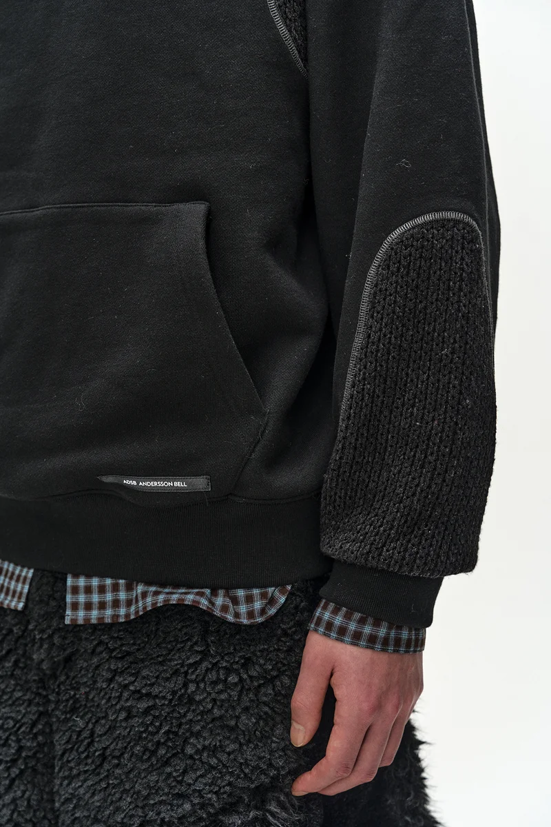 UNISEX KNIT PANEL FLEECE HOODIE 7