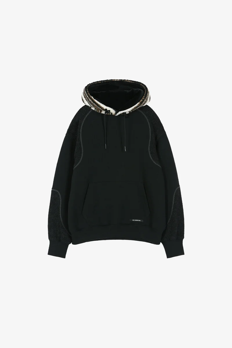 UNISEX KNIT PANEL FLEECE HOODIE 8