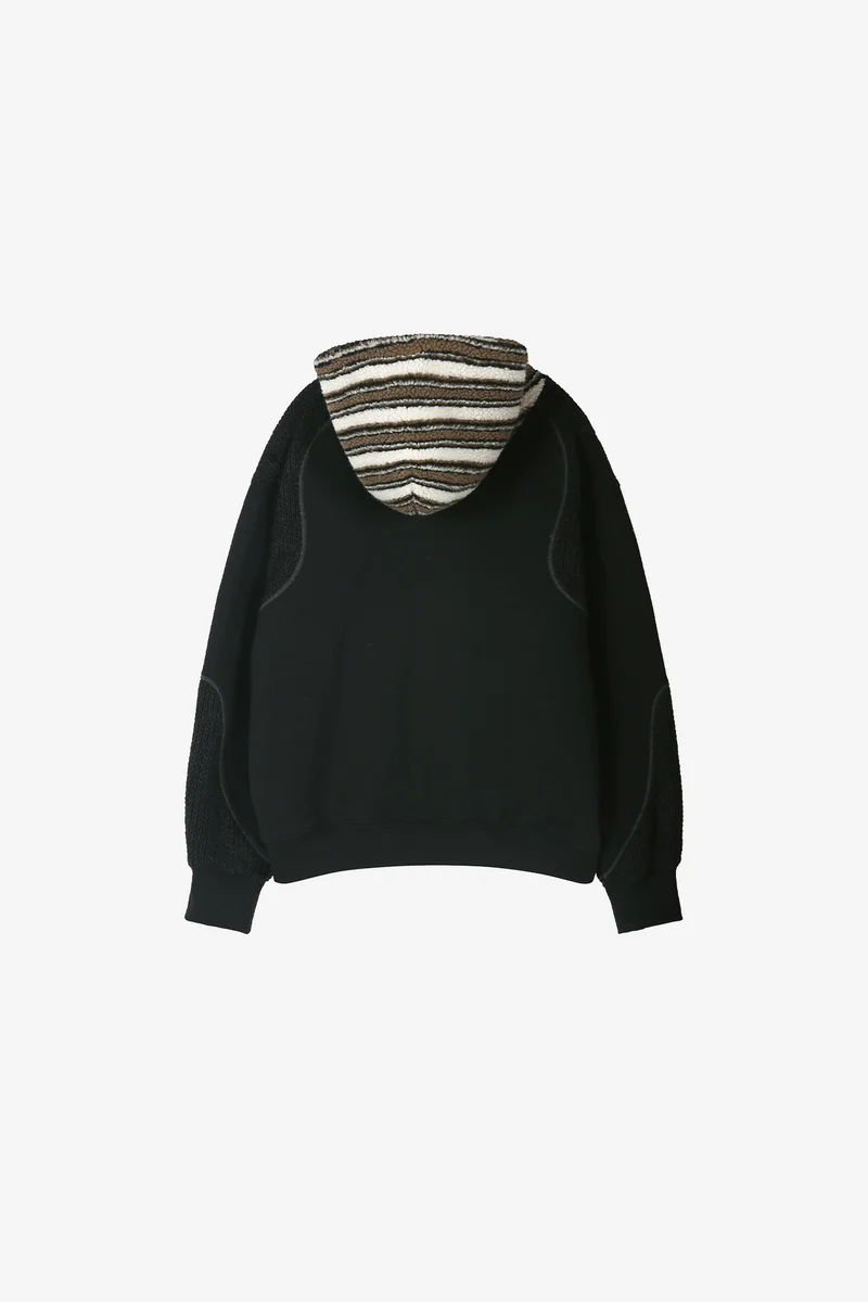 UNISEX KNIT PANEL FLEECE HOODIE 9