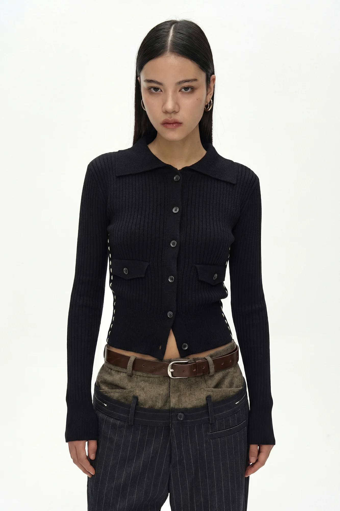 ANDERSSON BELL CASHMERE HAND STITCHED RIB CARDIGAN BLACK