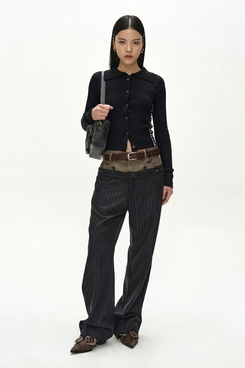 CASHMERE HAND STITCHED RIB CARDIGAN 2
