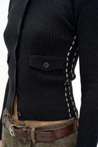CASHMERE HAND STITCHED RIB CARDIGAN thumb 4