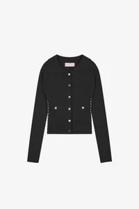 CASHMERE HAND STITCHED RIB CARDIGAN thumb 5