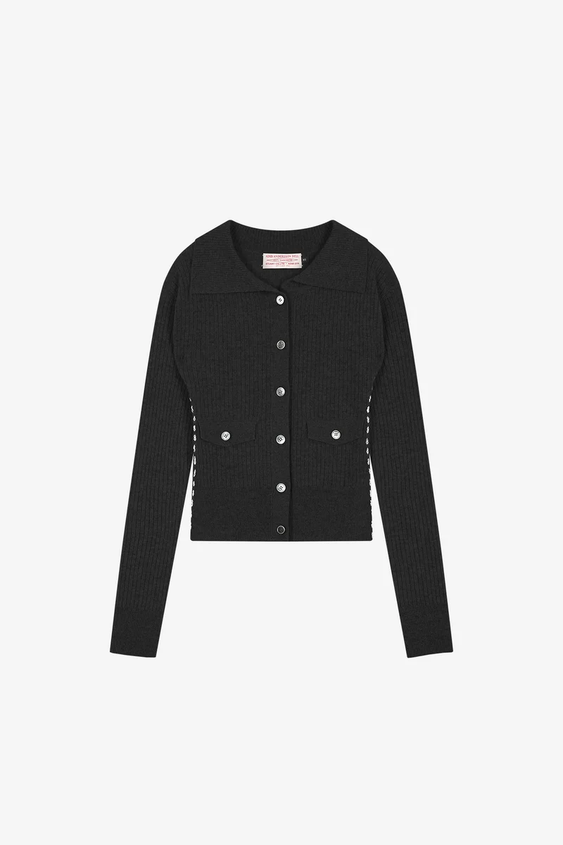 CASHMERE HAND STITCHED RIB CARDIGAN 5