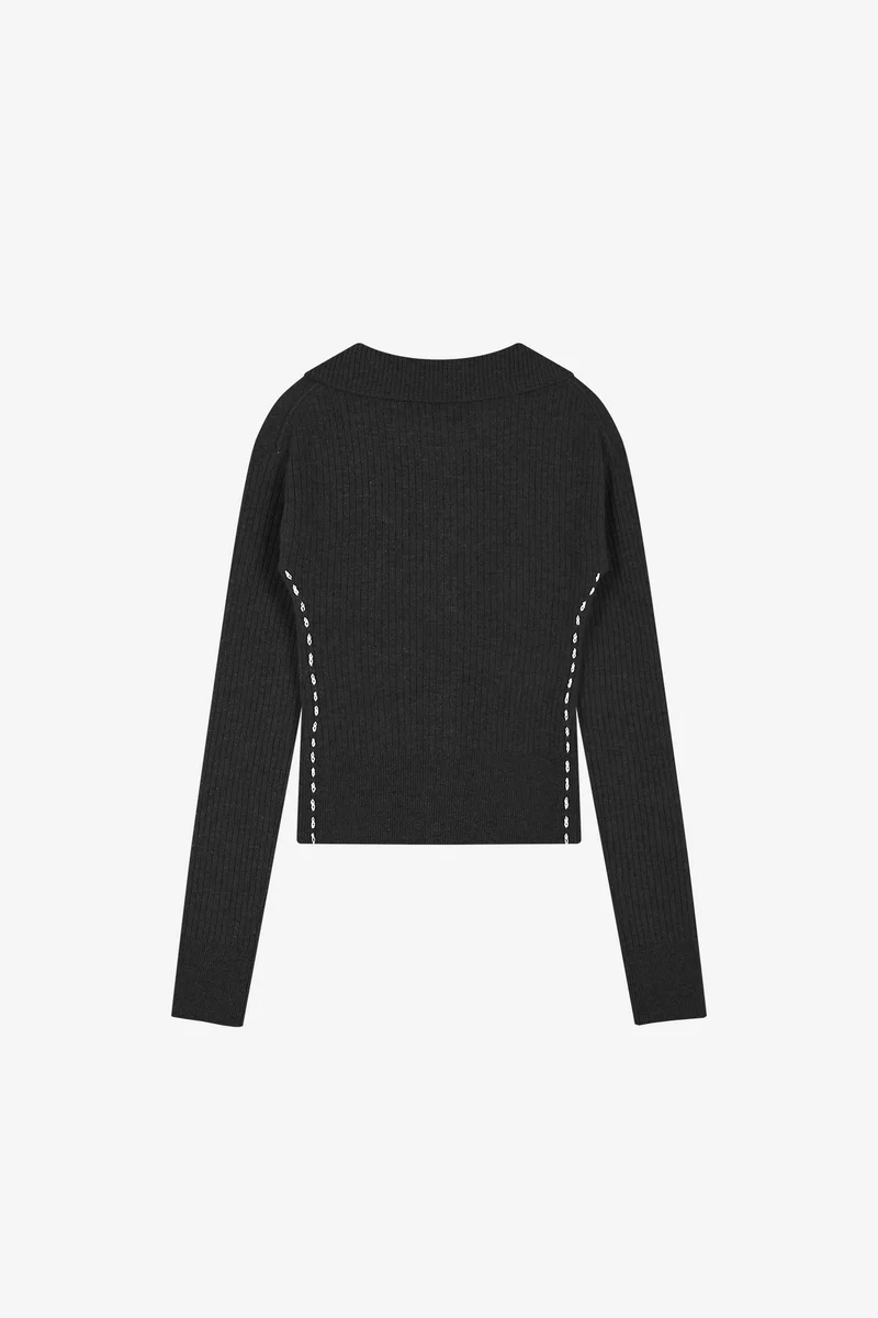 CASHMERE HAND STITCHED RIB CARDIGAN 6