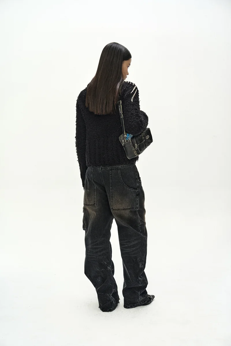 HAND STITCHED HAIRY ZIP-UP CARDIGAN 3