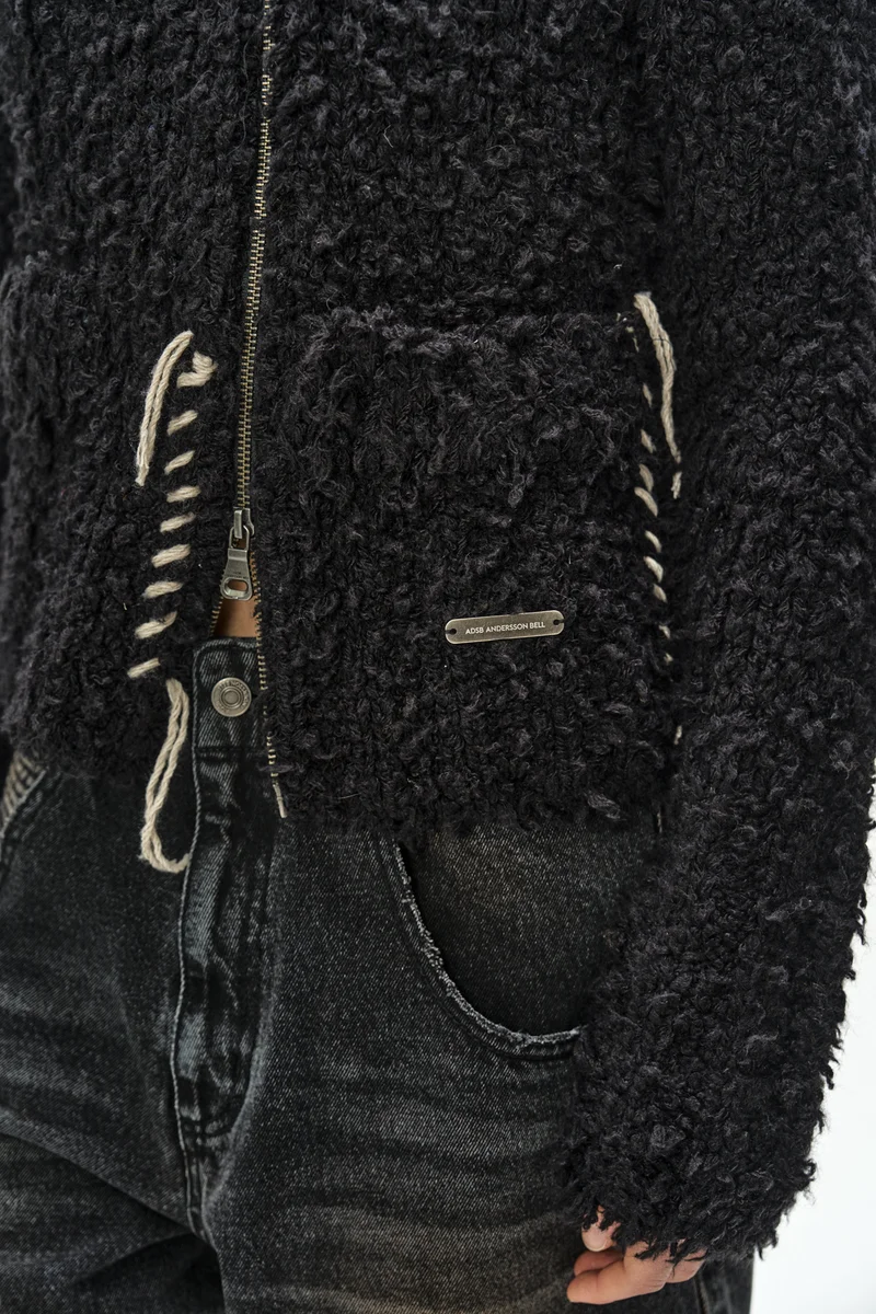 HAND STITCHED HAIRY ZIP-UP CARDIGAN 6
