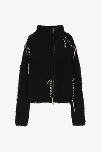 HAND STITCHED HAIRY ZIP-UP CARDIGAN thumb 7