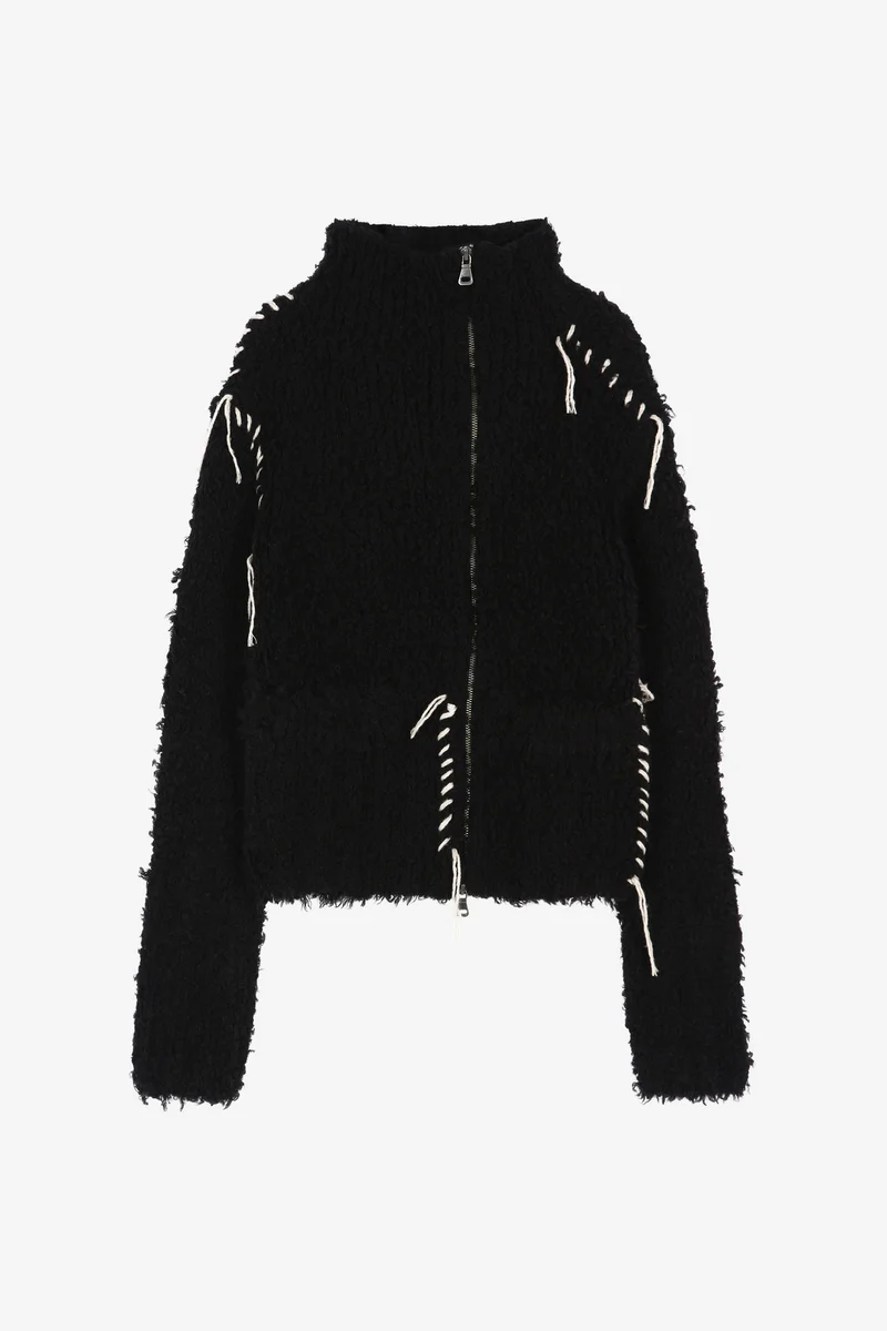 HAND STITCHED HAIRY ZIP-UP CARDIGAN 7