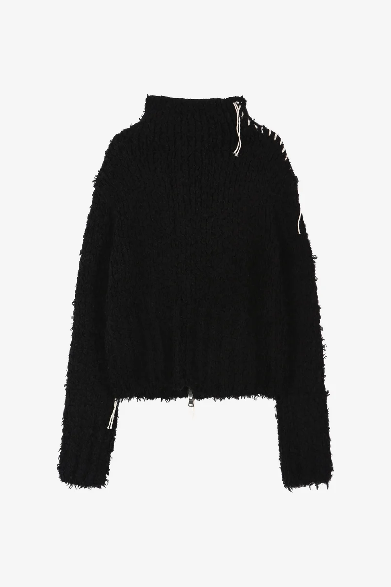 HAND STITCHED HAIRY ZIP-UP CARDIGAN 8