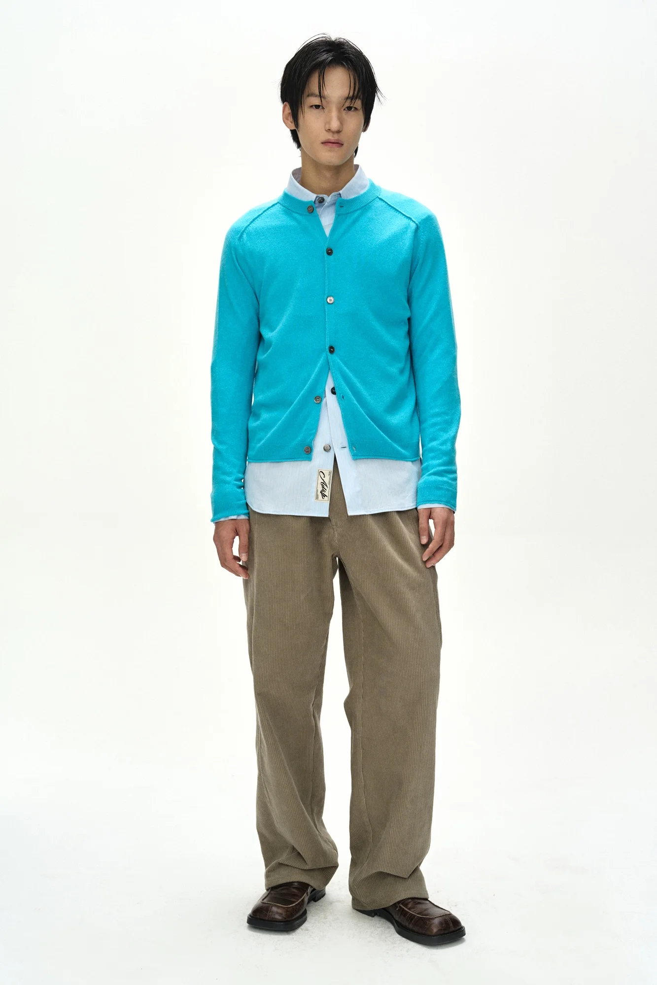 ANDERSSON BELL SHANE CASHMERE CREW-NECK CARDIGAN BLUE