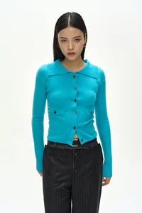 CASHMERE HAND STITCHED RIB CARDIGAN thumb 4