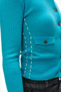 CASHMERE HAND STITCHED RIB CARDIGAN thumb 5