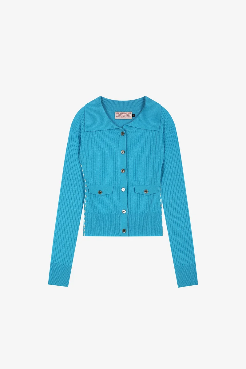 CASHMERE HAND STITCHED RIB CARDIGAN 6