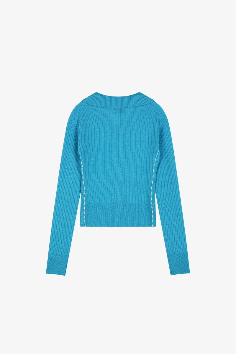 CASHMERE HAND STITCHED RIB CARDIGAN 7