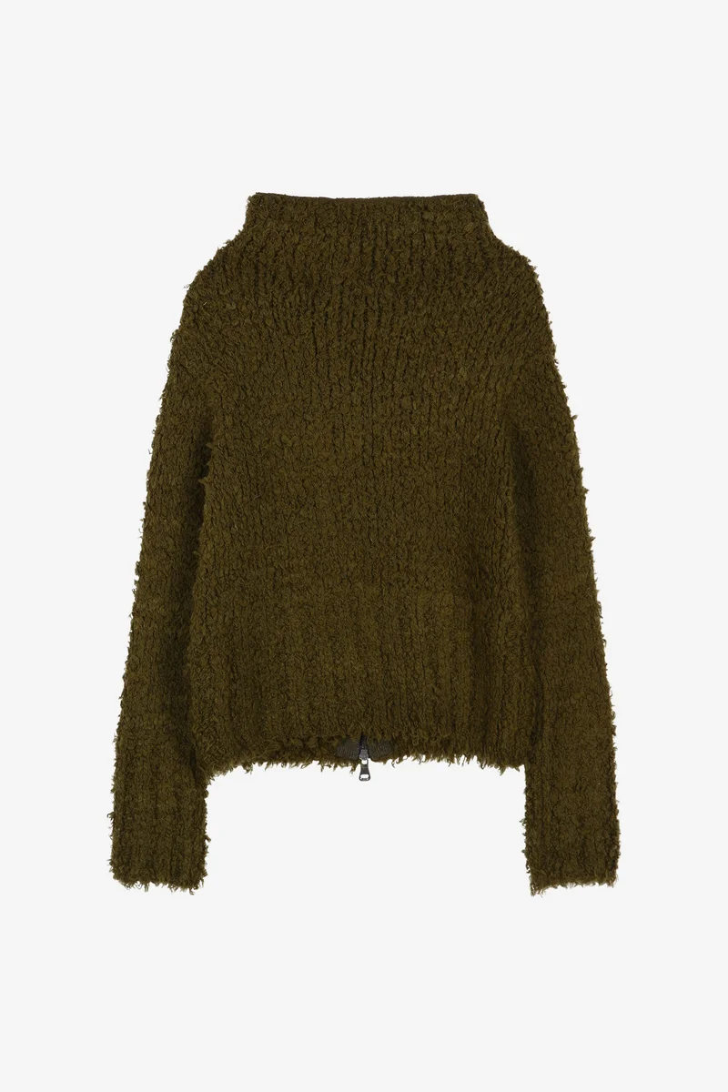 BUTTON & TRIM HAIRY ZIP-UP CARDIGAN 8