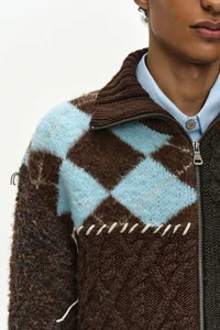 PATCHWORK ZIP-UP SWEATER thumb 2